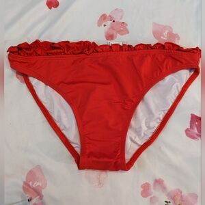 Red ruffle swim bottoms size medium